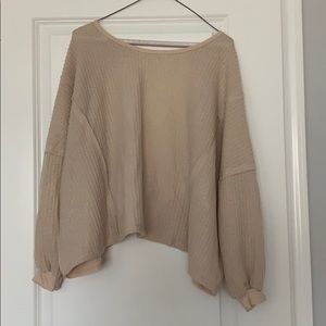 Waffle knit open back long sleeve
